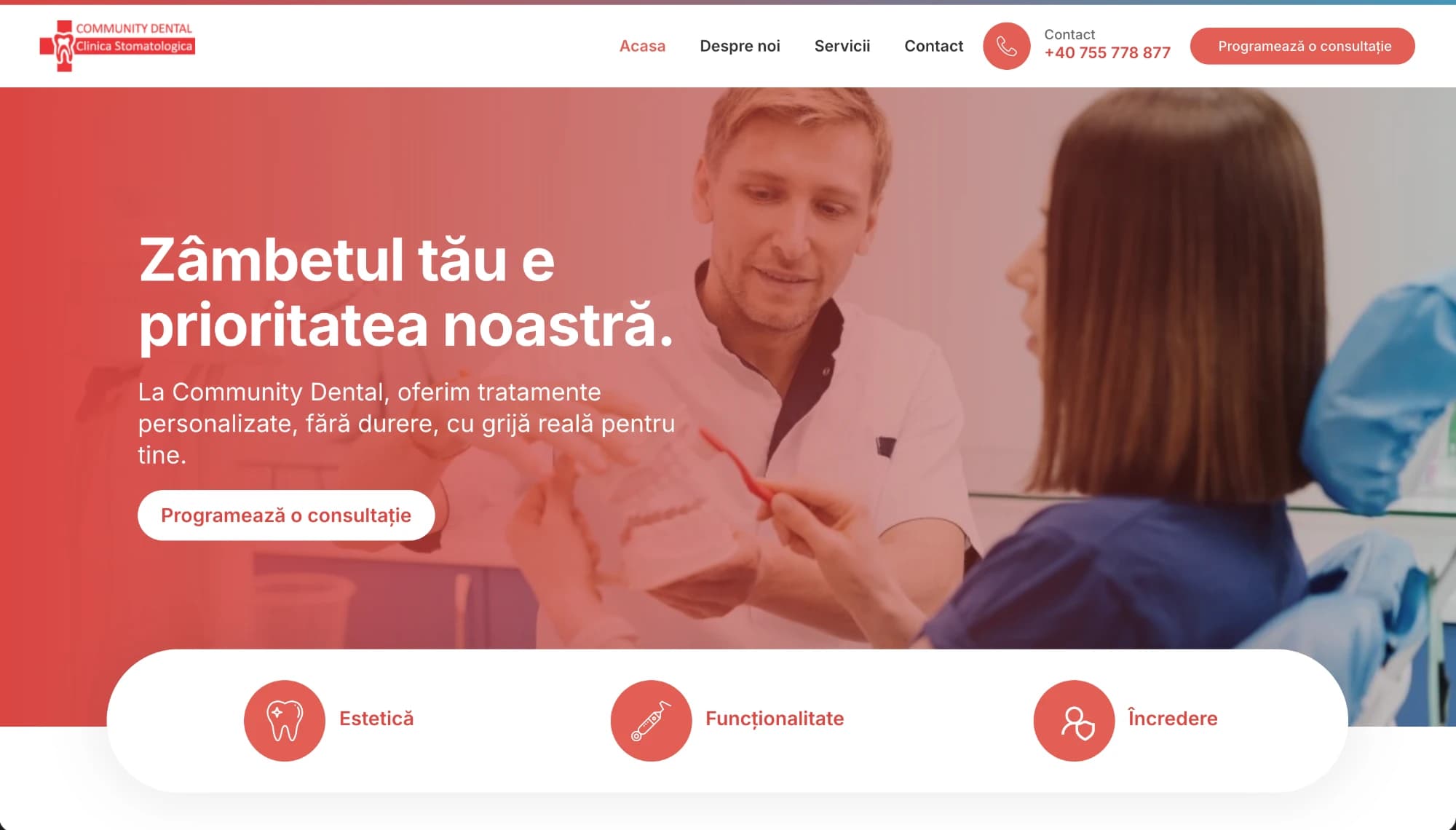 Community Dental — Site Prezentare